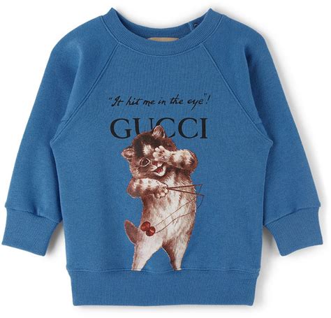 gucci cat sequin blue sweater for kids|Gucci tote with cat.